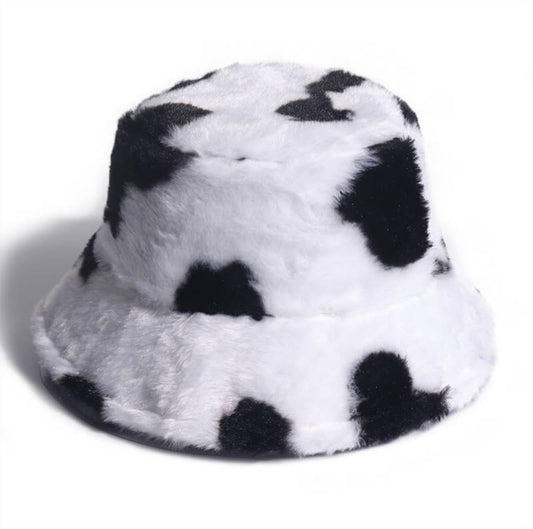 Unisex Cow Print Fluffy Moo City Bucket Hat