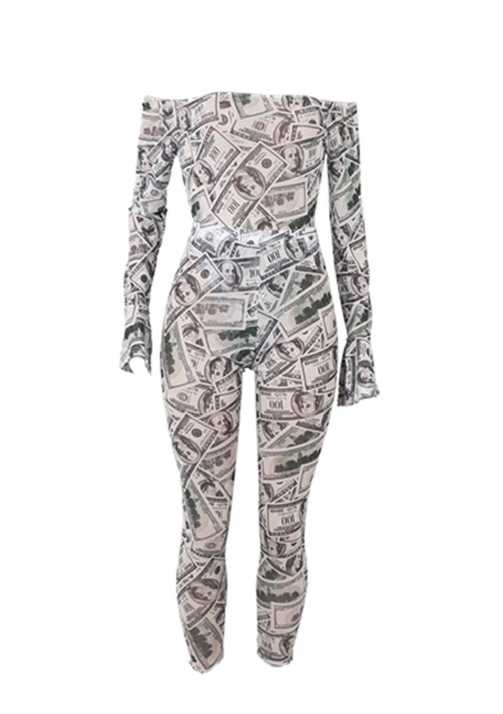 Womens Trendy Money Printed 2 Piece Set Money Move$ Set GREY