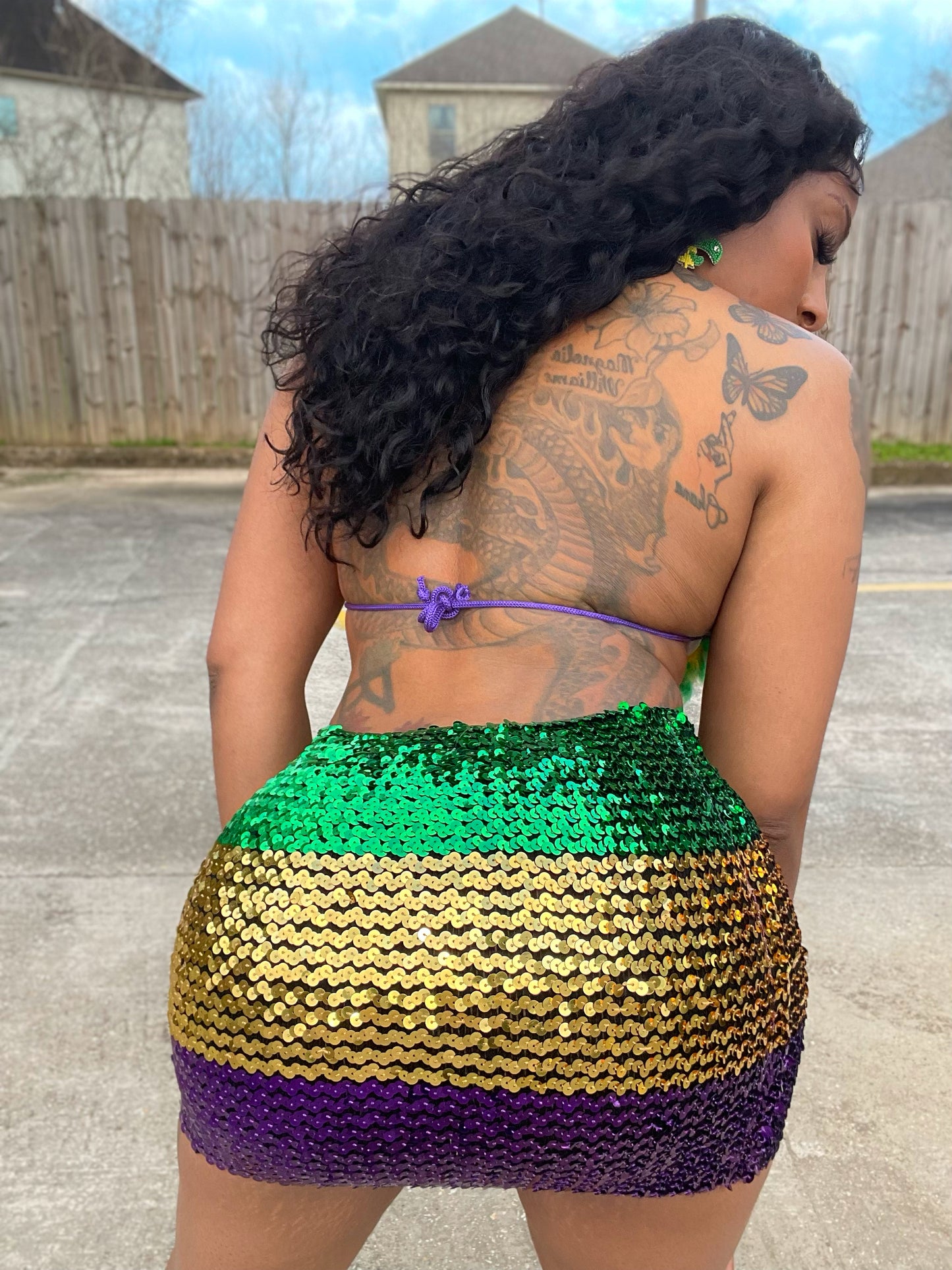 Mardi Gras Sequins Mini Skirt