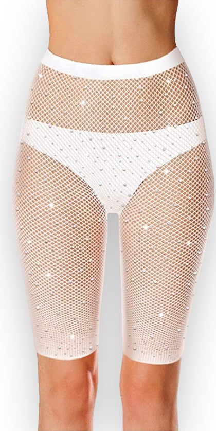 Sexy Women’s Rhinestone Fishnet Shorts