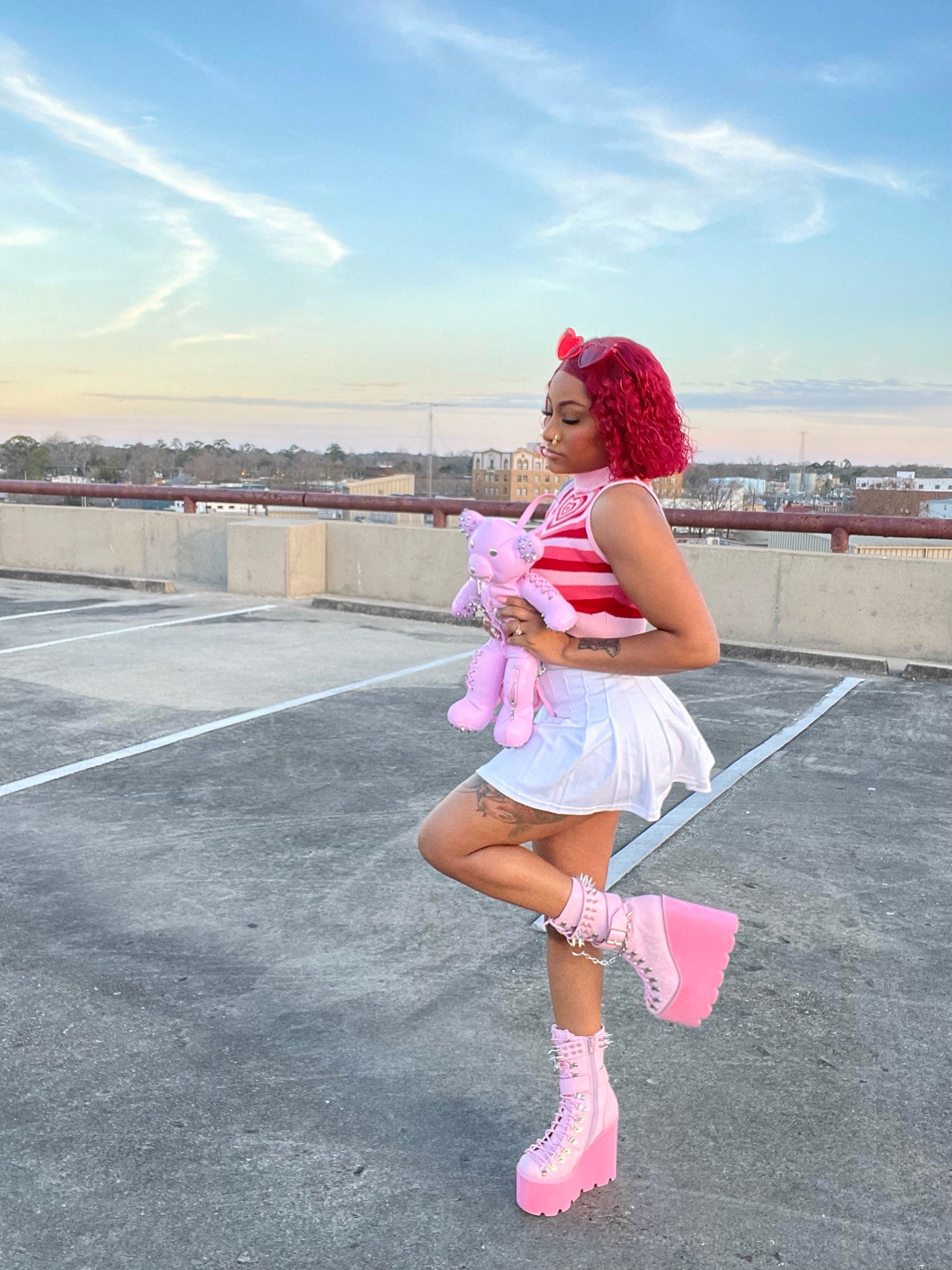 Pink Pinned Teddy Backpack