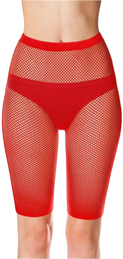 Sexy Women’s Fishnet Mesh Shorts Petite RED