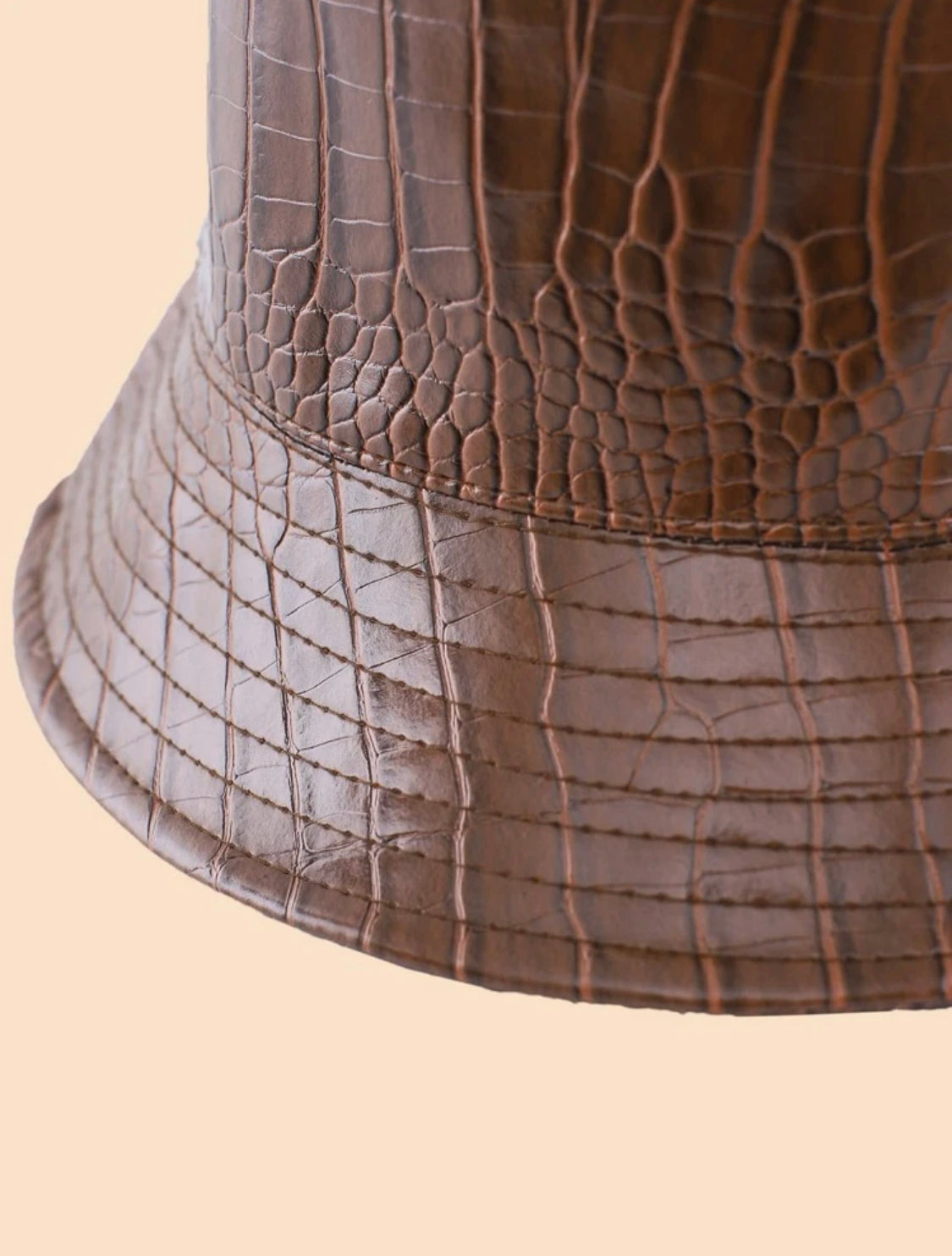 PU Leather Crocodile Print Bucket Hat