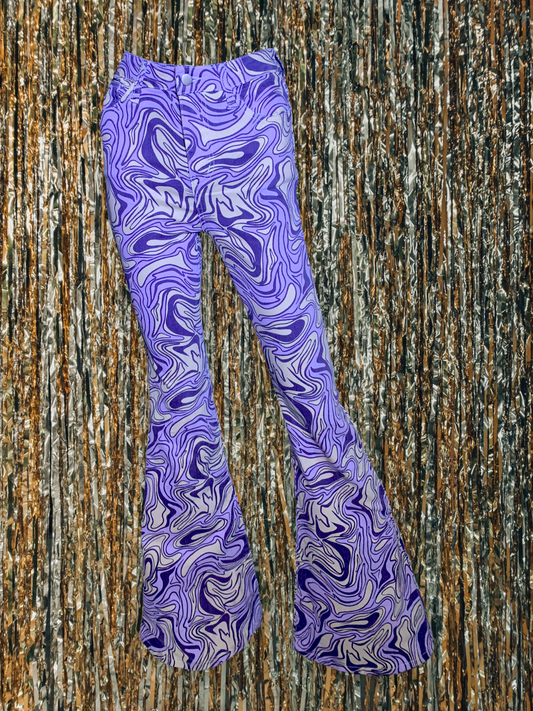 Too Groovy Swirl Print Flare Jeans