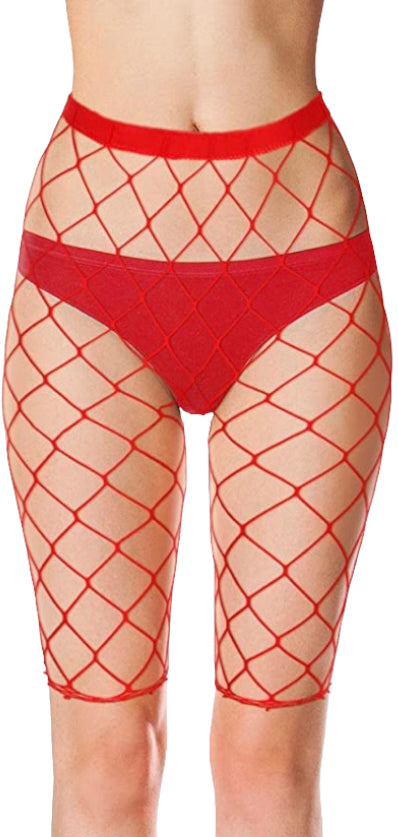 Women’s Fishnet Mesh Shorts Big Blessings RED