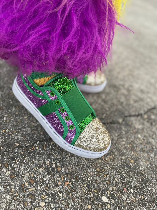 Mardi Gras Tri-Color Sequins Slip-on Sneakers