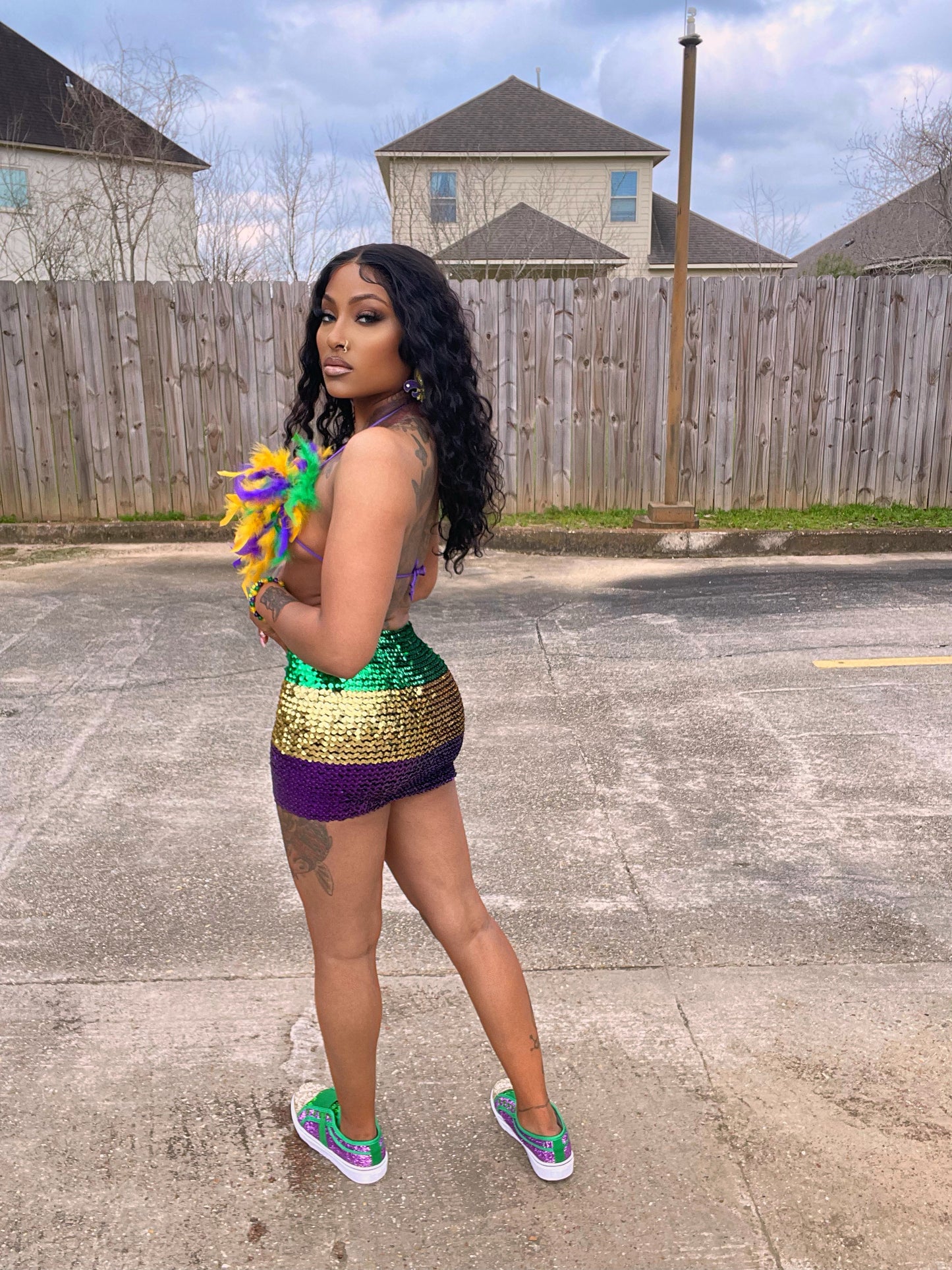 Mardi Gras Sequins Mini Skirt