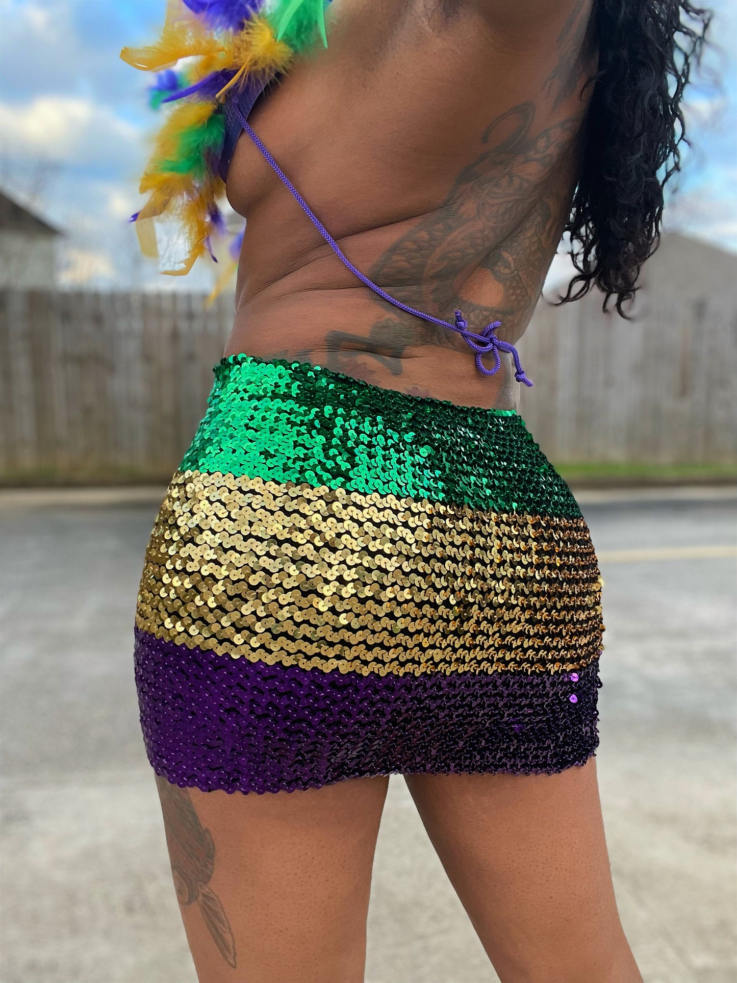 Mardi Gras Sequins Mini Skirt