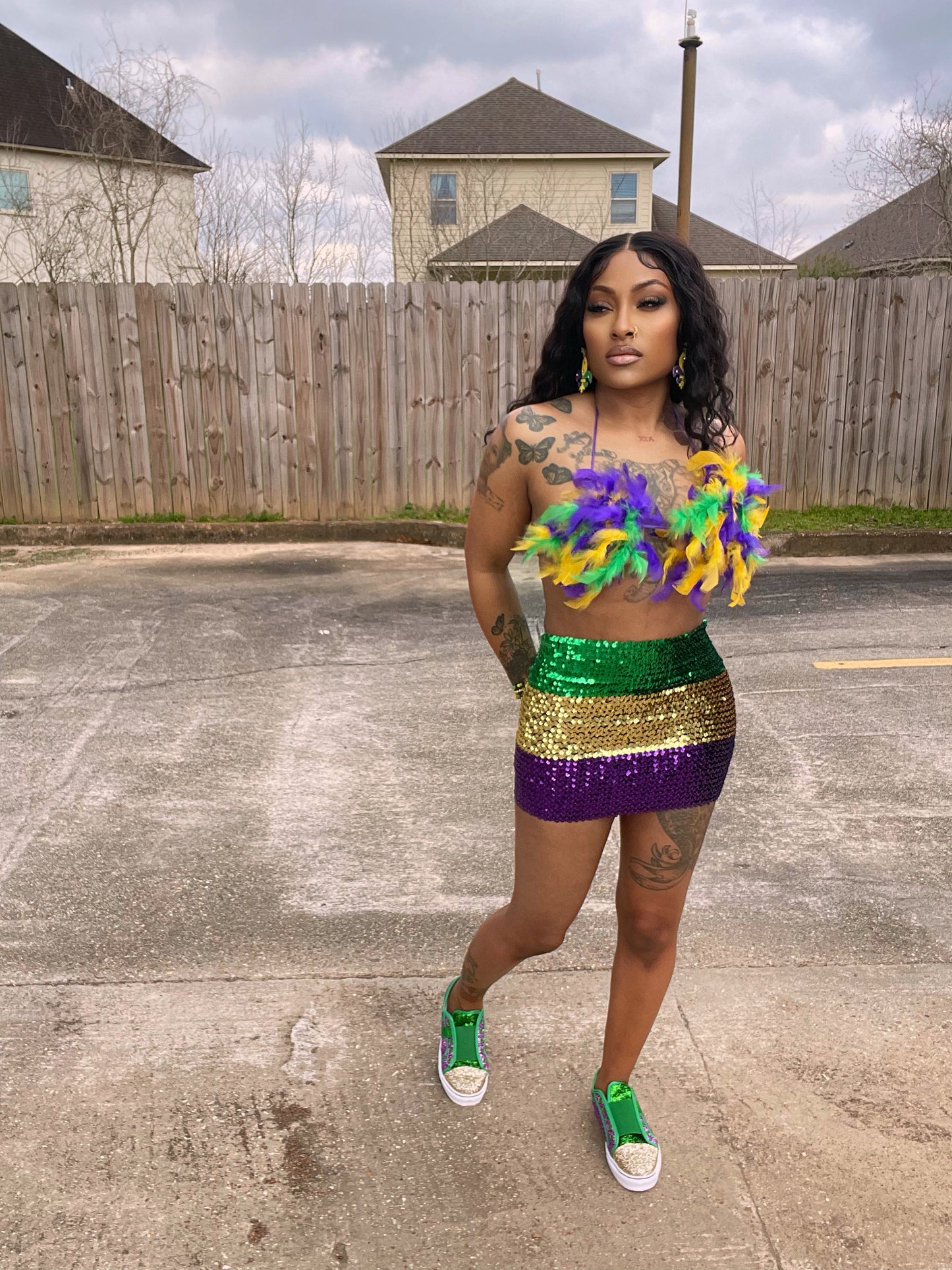 Mardi Gras Sequins Mini Skirt