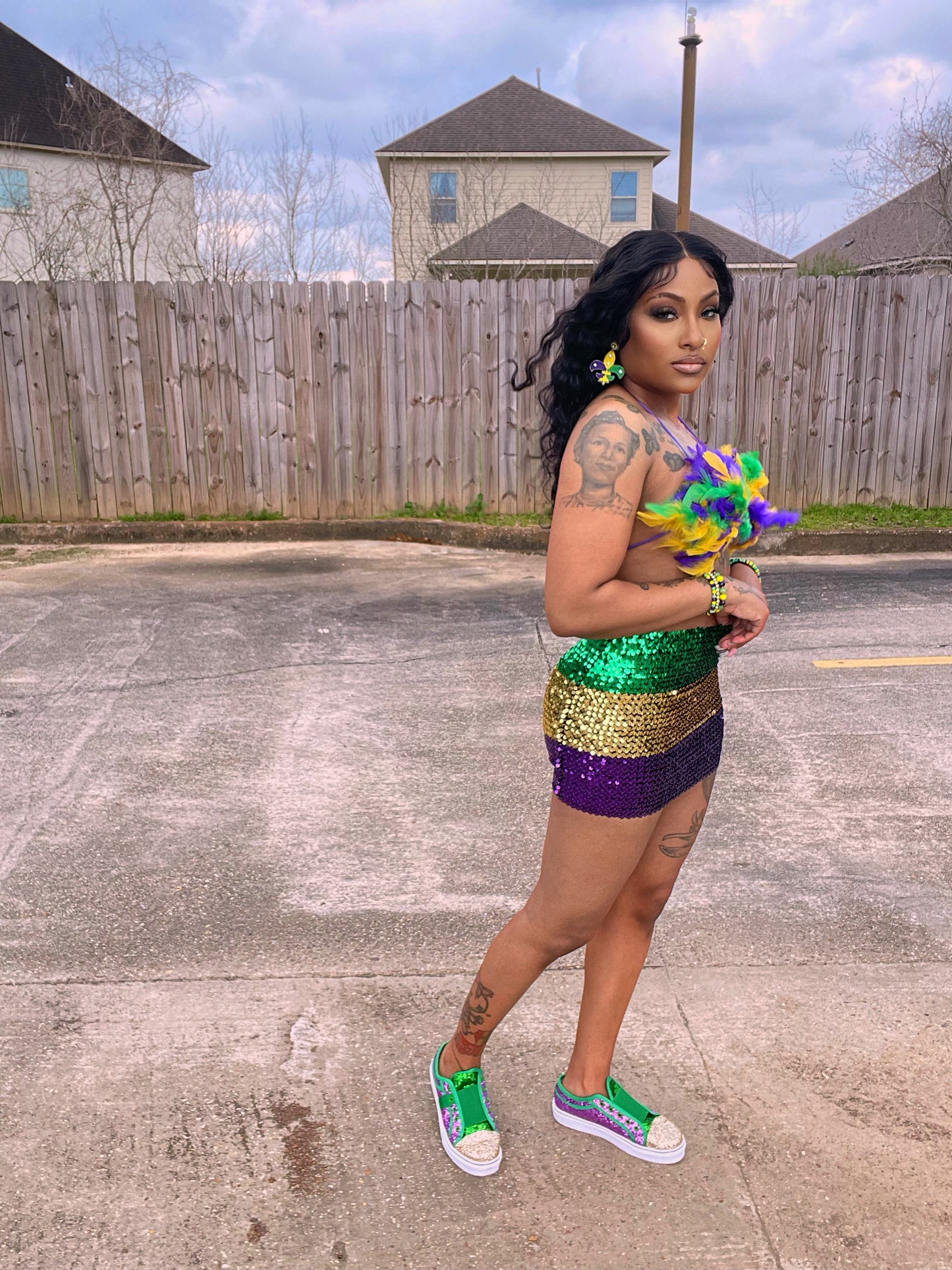 Mardi Gras Sequins Mini Skirt