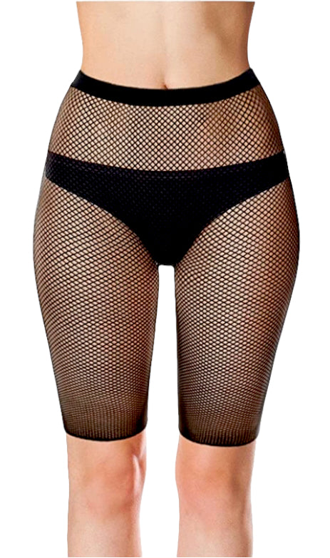 Sexy Women’s Fishnet Mesh Stocking Shorts Petite BLACK