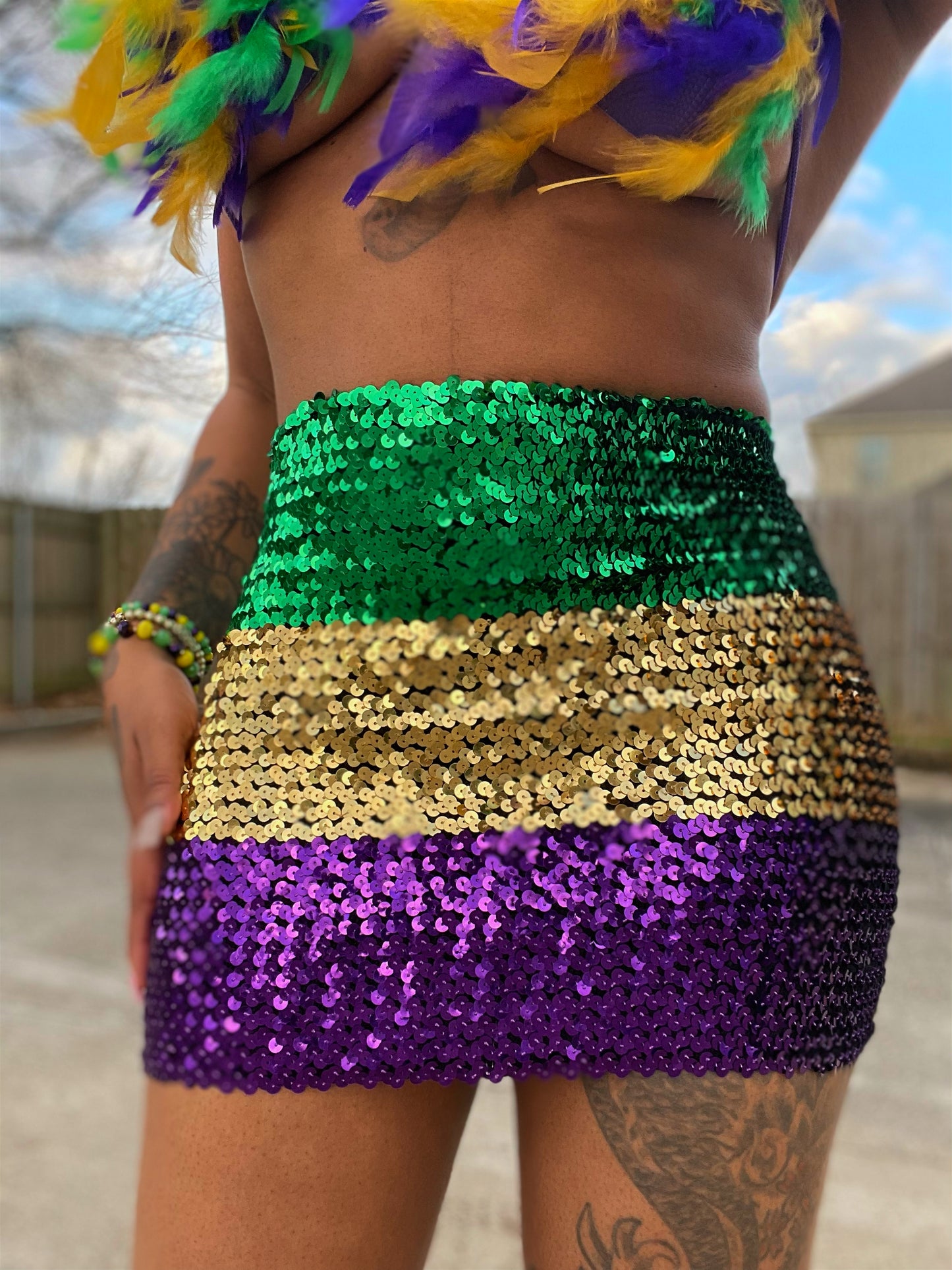 Mardi Gras Sequins Mini Skirt