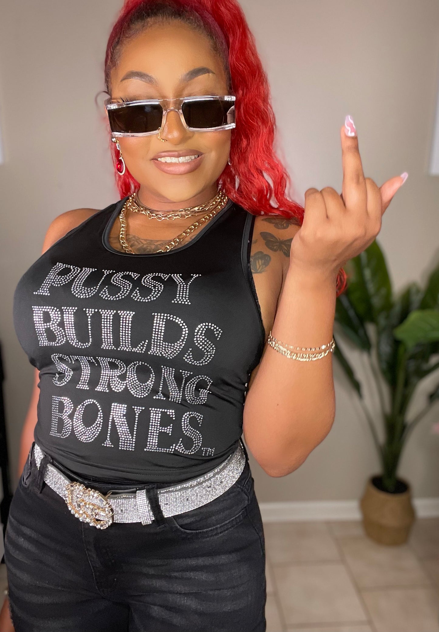 PU$$Y BUILDS STRONG BONES TOP