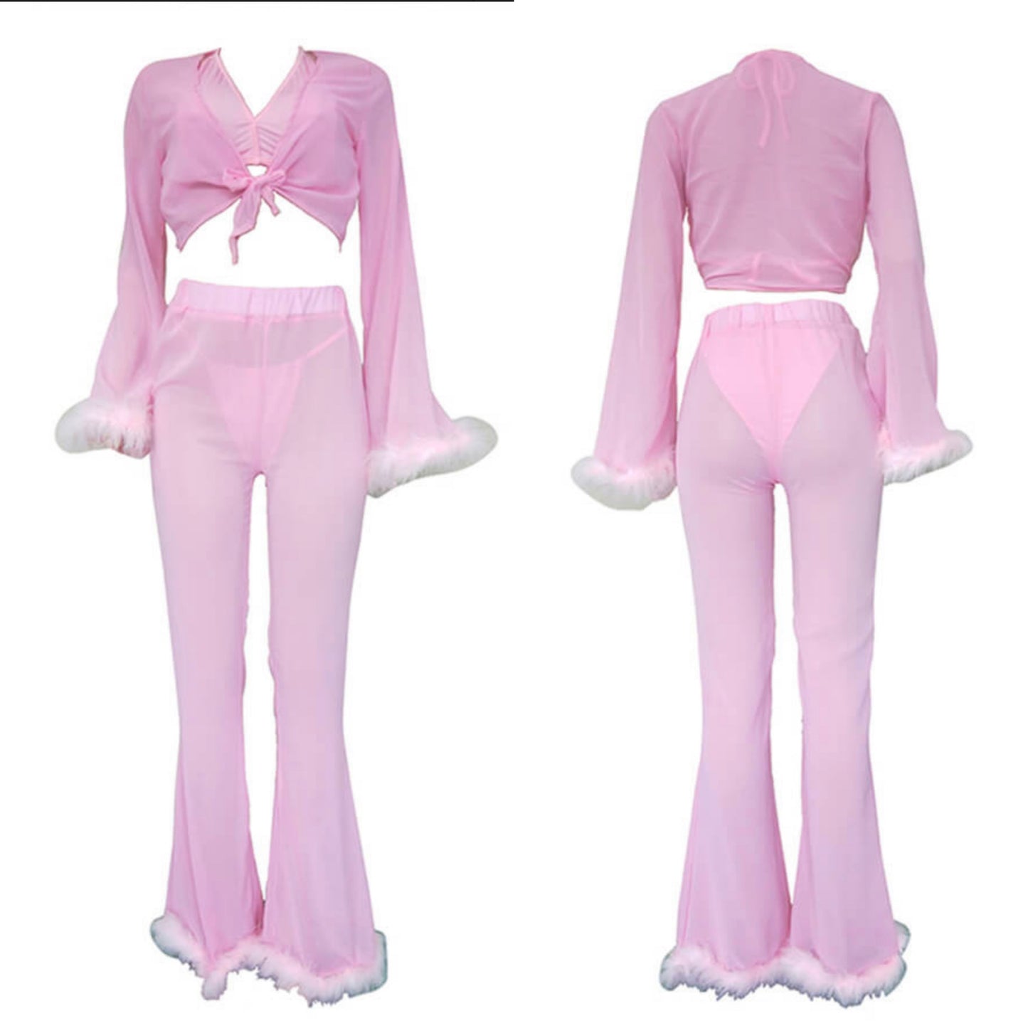 Womens Sheer Pink Feather Fairy Set