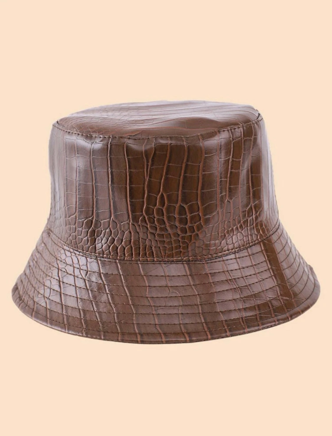 PU Leather Crocodile Print Bucket Hat