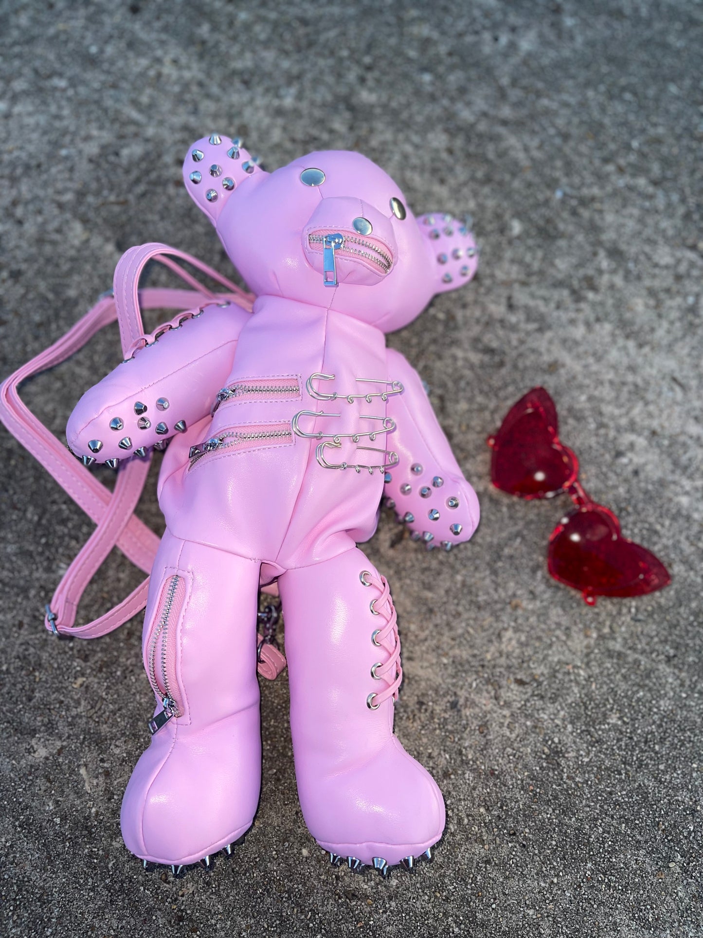 Pink Pinned Teddy Backpack